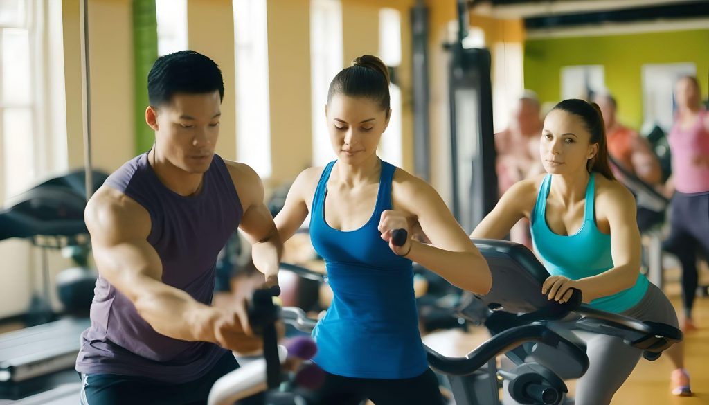 woman and man in gym for physical exercise Stress-Buster